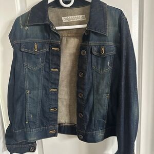 Zara Woman Brown Aged Denim Jacket